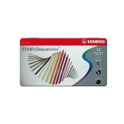 Stabilo aquacolor scatola metallo con 12 colori